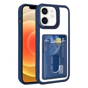 For iPhone 12 Electroplated Card Bag Acrylic Hybrid TPU Phone Case(Blue)