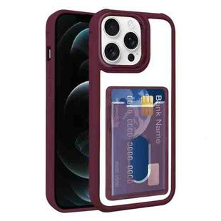 For iPhone 12 Pro Electroplated Card Bag Acrylic Hybrid TPU Phone Case(Wine Red)