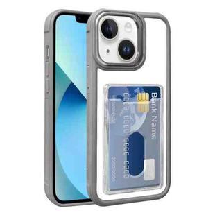 For iPhone 13 Electroplated Card Bag Acrylic Hybrid TPU Phone Case(Grey)