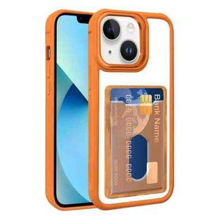 For iPhone 13 Electroplated Card Bag Acrylic Hybrid TPU Phone Case(Orange)