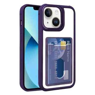 For iPhone 13 Electroplated Card Bag Acrylic Hybrid TPU Phone Case(Purple)