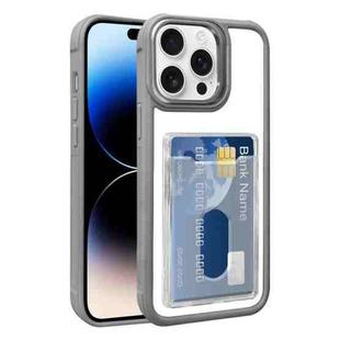 For iPhone 14 Pro Max Electroplated Card Bag Acrylic Hybrid TPU Phone Case(Grey)