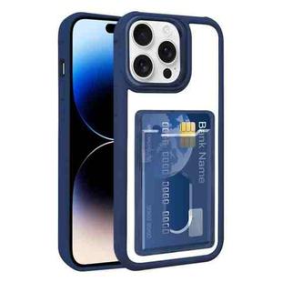 For iPhone 14 Pro Max Electroplated Card Bag Acrylic Hybrid TPU Phone Case(Blue)