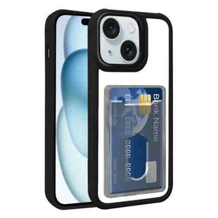 For iPhone 15 Electroplated Card Bag Acrylic Hybrid TPU Phone Case(Black)