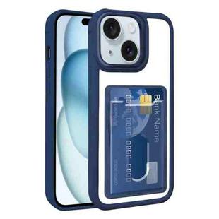 For iPhone 15 Electroplated Card Bag Acrylic Hybrid TPU Phone Case(Blue)