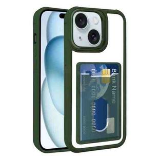 For iPhone 15 Electroplated Card Bag Acrylic Hybrid TPU Phone Case(Green)