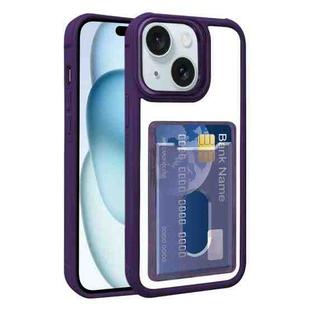 For iPhone 15 Plus Electroplated Card Bag Acrylic Hybrid TPU Phone Case(Purple)