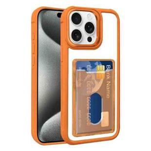 For iPhone 15 Pro Max Electroplated Card Bag Acrylic Hybrid TPU Phone Case(Orange)