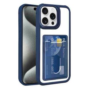 For iPhone 15 Pro Max Electroplated Card Bag Acrylic Hybrid TPU Phone Case(Blue)