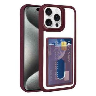 For iPhone 15 Pro Max Electroplated Card Bag Acrylic Hybrid TPU Phone Case(Wine Red)