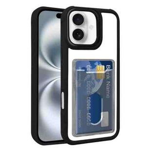 For iPhone 16 Electroplated Card Bag Acrylic Hybrid TPU Phone Case(Black)