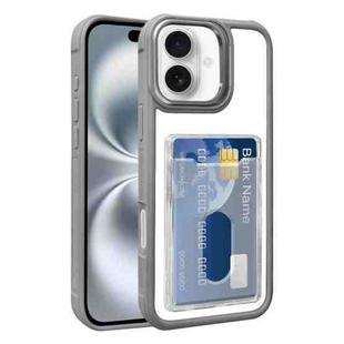 For iPhone 16 Electroplated Card Bag Acrylic Hybrid TPU Phone Case(Grey)