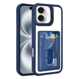 For iPhone 16 Electroplated Card Bag Acrylic Hybrid TPU Phone Case(Blue)