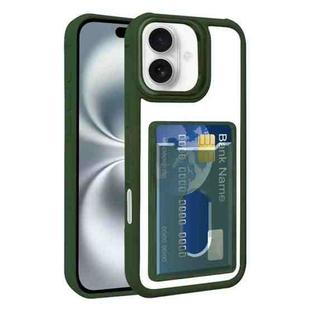 For iPhone 16 Electroplated Card Bag Acrylic Hybrid TPU Phone Case(Green)