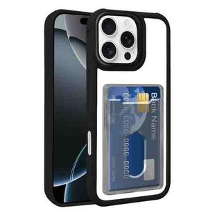 For iPhone 16 Pro Electroplated Card Bag Acrylic Hybrid TPU Phone Case(Black)