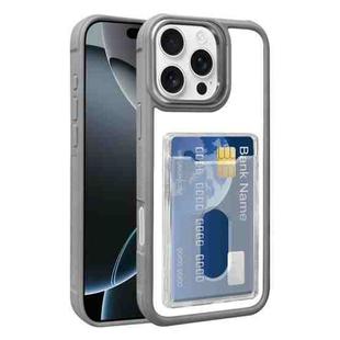 For iPhone 16 Pro Electroplated Card Bag Acrylic Hybrid TPU Phone Case(Grey)