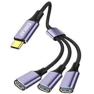 ENKAY ENK-CB171 Type-C to 3 USB 2.0 OTG Splitter Cable Extension Cord, Length:1.2m