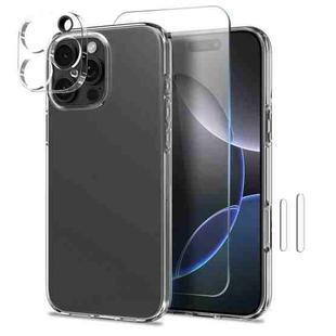 For iPhone 16 Pro NORTHJO 4 in 1 TPU Phone Case with Screen Film and Lens Film and Camera Control Button Cover(Clear)