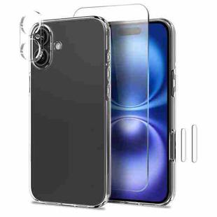 For iPhone 16 Plus NORTHJO 4 in 1 TPU Phone Case with Screen Film and Lens Film and Camera Control Button Cover(Clear)