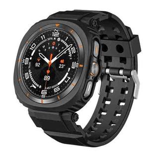 For Samsung Galaxy Watch Ultra 47mm Holes Style PC Watch Case Integrated TPU Watch Band(Black)