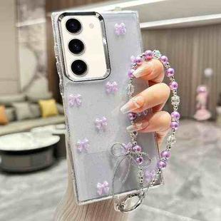 For Samsung Galaxy S24+ 5G Little Fresh Bow Bracelet Chain TPU Phone Case(Purple)