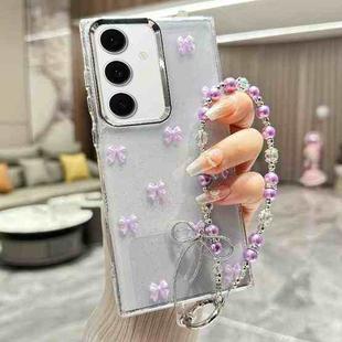 For Samsung Galaxy S23+ 5G Little Fresh Bow Bracelet Chain TPU Phone Case(Purple)