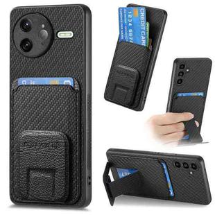 For Redmi K80 Pro / Poco F7 Ultra Carbon Fiber Card Bag Fold Stand Phone Case(Black)