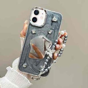 For iPhone  12 Cream Mirror Bracelet Chain TPU Phone Case(Silver Gray)