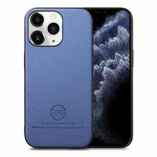 For iPhone 11 Pro Max Twill Fabric Leather Skin Back Phone Case(Blue)