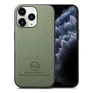 For iPhone 11 Pro Max Twill Fabric Leather Skin Back Phone Case(Green)