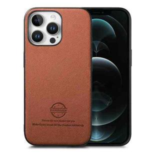 For iPhone 12 Pro Max Twill Fabric Leather Skin Back Phone Case(Brown)