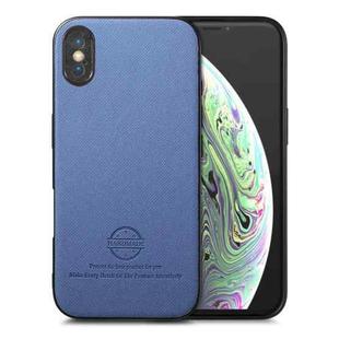 For iPhone X / XS Twill Fabric Leather Skin Back Phone Case(Blue)
