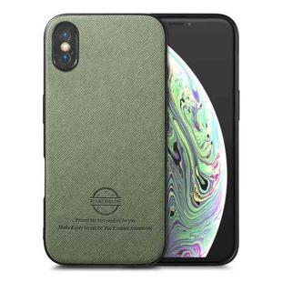 For iPhone X / XS Twill Fabric Leather Skin Back Phone Case(Green)