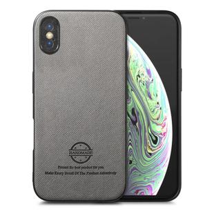 For iPhone X / XS Twill Fabric Leather Skin Back Phone Case(Gray)