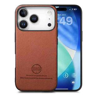 For iPhone 17 Pro Twill Fabric Leather Skin Back Phone Case(Brown)