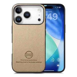 For iPhone 17 Pro Twill Fabric Leather Skin Back Phone Case(Khaki)