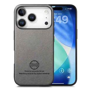 For iPhone 17 Pro Max Twill Fabric Leather Skin Back Phone Case(Gray)