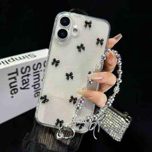 For iPhone 16 Plus Little Fresh Bow Bracelet Chain TPU Phone Case(Black)