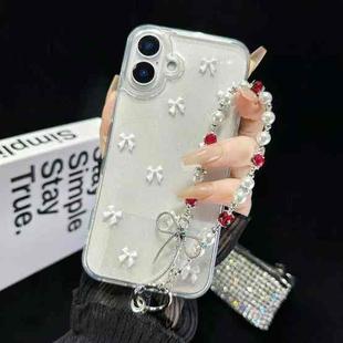 For iPhone 16 Plus Little Fresh Bow Bracelet Chain TPU Phone Case(White)