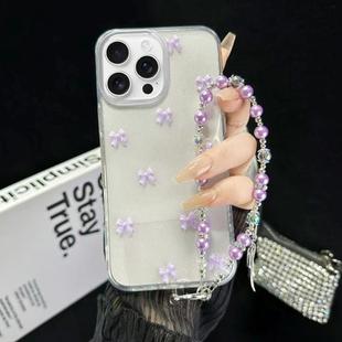 For iPhone 15 Pro Max Little Fresh Bow Bracelet Chain TPU Phone Case(Purple)