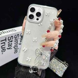 For iPhone 15 Pro Little Fresh Bow Bracelet Chain TPU Phone Case(White)