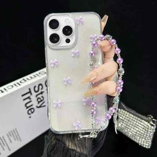 For iPhone 15 Pro Little Fresh Bow Bracelet Chain TPU Phone Case(Purple)