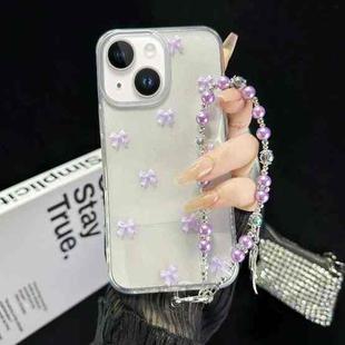 For iPhone 15 Plus Little Fresh Bow Bracelet Chain TPU Phone Case(Purple)