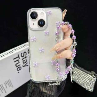 For iPhone 15 Little Fresh Bow Bracelet Chain TPU Phone Case(Purple)