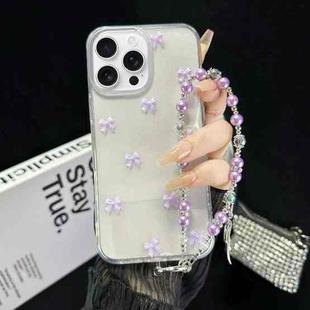 For iPhone 13 Pro Max Little Fresh Bow Bracelet Chain TPU Phone Case(Purple)