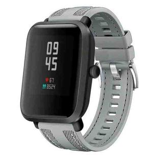For Amazfit Bip 5 / GTR 4 Push Connector 22mm Hybrid Nylon Silicone Watch Band(Gray)