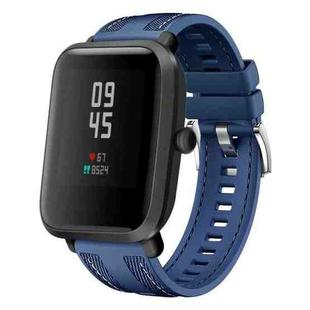 For Amazfit Bip 5 / GTR 4 Push Connector 22mm Hybrid Nylon Silicone Watch Band(Dark Blue)