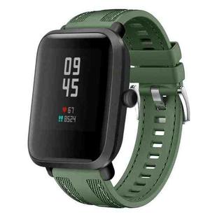 For Amazfit Bip 5 / GTR 4 Push Connector 22mm Hybrid Nylon Silicone Watch Band(Spruce Green)