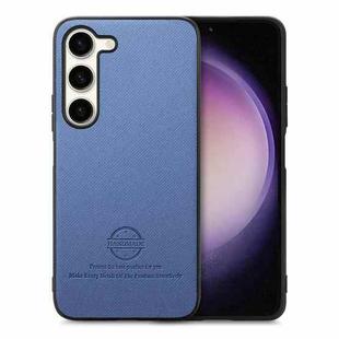 For Samsung Galaxy S21+ 5G Twill Fabric Leather Skin Back Phone Case(Blue)
