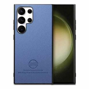 For Samsung Galaxy S23 Ultra 5G Twill Fabric Leather Skin Back Phone Case(Blue)